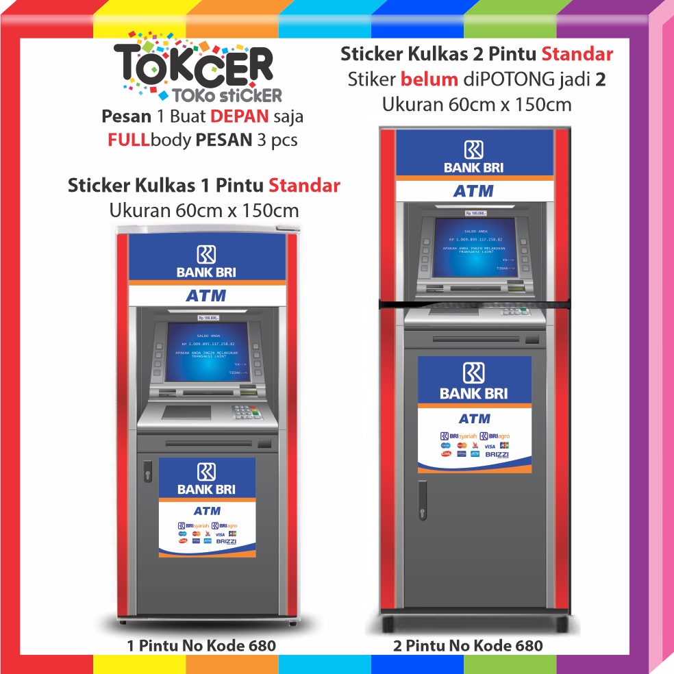 STIKER Kulkas 1 Pintu dan 2 Pintu STANDAR Motif ATM