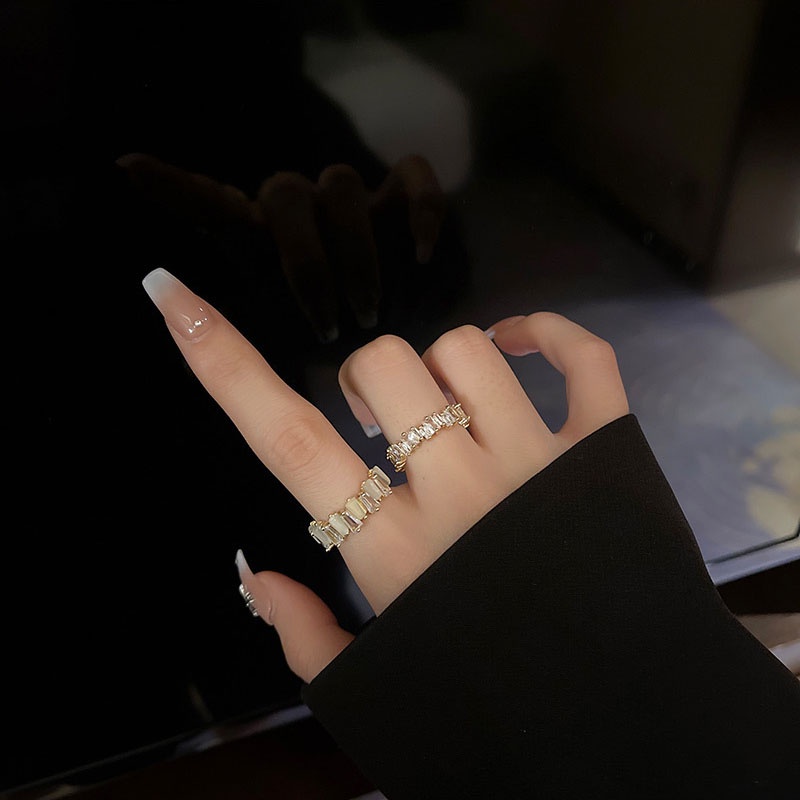 Set Cincin Jari Telunjuk Zircon Opal Untuk Wanita