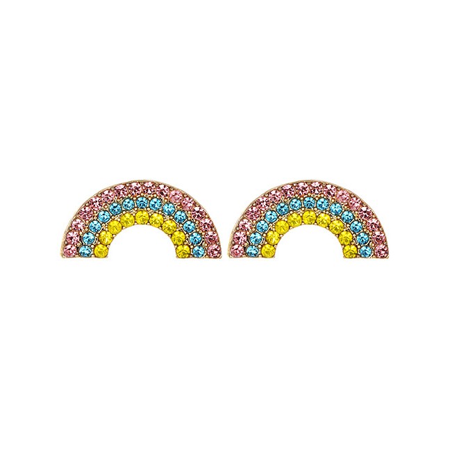 LRC Anting Tusuk Fashion Alloy-encrusted Fan-shaped Earrings F90972