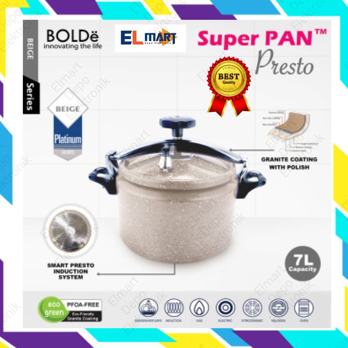 Presto cooker Super Pan BOLDe 7L granite coating  panci presto 7 liter