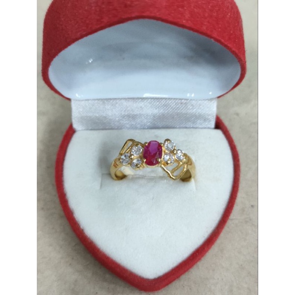 cincin mata putih merah besar 2 gram emas muda
