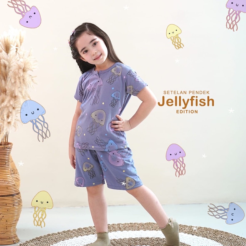 2 setelan Kazel x Zebe Piyama Girl Foxy / Jellyfish / Kelinci Edition (0-12 tahun) CBKS SO