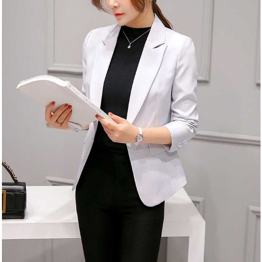 Blazer korea wanita polyester import lengan panjang elegant