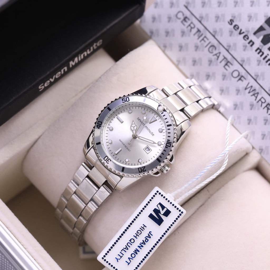 Jam Tangan Wanita Seven Minute T8957L Tali Rantai Tanggal Aktif Free Box Exclusive &amp; Baterai