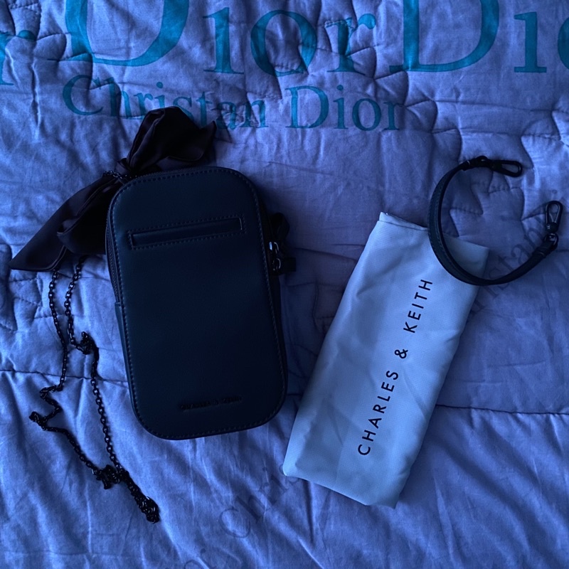 [PRELOVED] CHARLES & KEITH SATIN SCARF STRUCTURED POUCH