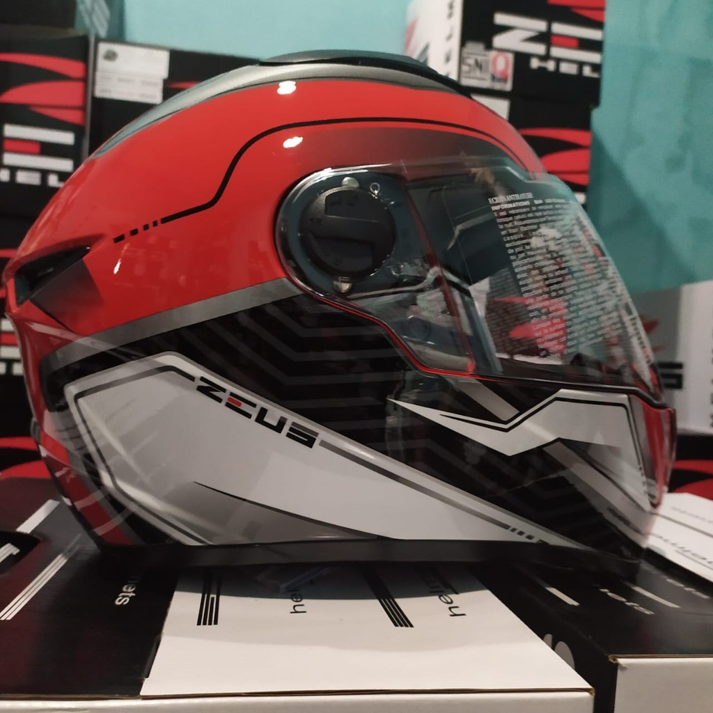 HELM ZEUS FULL FACE 811 DRED AL16 SILVER - FREE SMOKE VISOR  ORIGINAL ( ONGKIR 2KG )