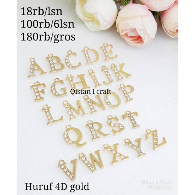 Liontin huruf 3D gold