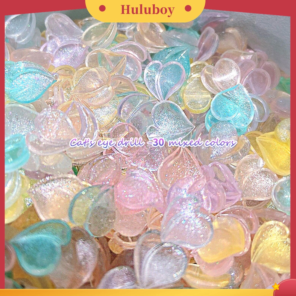 Huluboy Huluboy♡ 30 Pcs / Set Ornamen Kuku Berlian Imitasi Model Mata Kucing