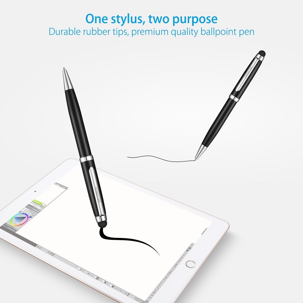 Stylus Pen Universal Combo + Pens Bold Poin Touch Untuk Hp, Tab dll  / Pulpen Stylus - Black