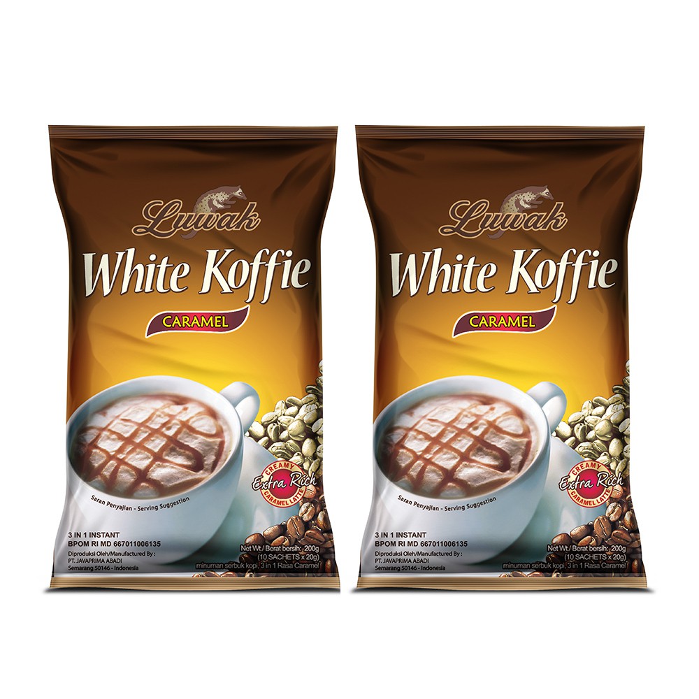 

Kopi Luwak White Koffie Caramel Bag 10x20gr Twin Pack