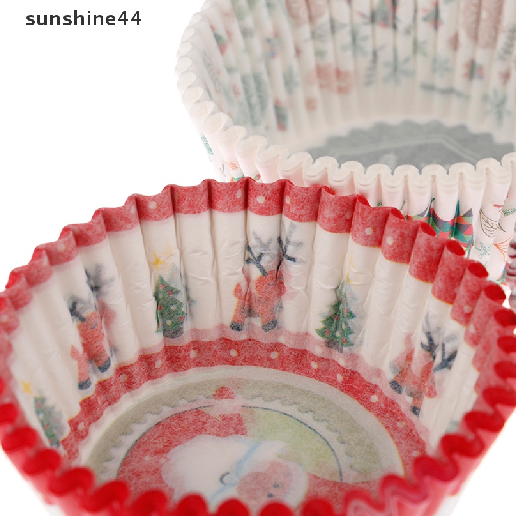 Sunshine 100pcs / set Kotak Cupcake / Muffin Seri Natal