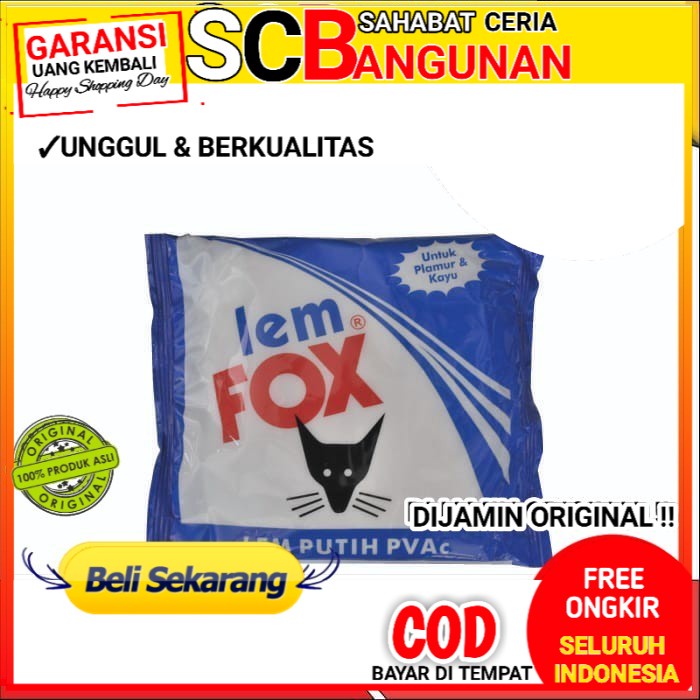 

LEM FOX PUTIH 350 GRAM KEMASAN PLASTIK BIRU SACHET REFILL 350GR LEM SERBAGUNA SCB SCB