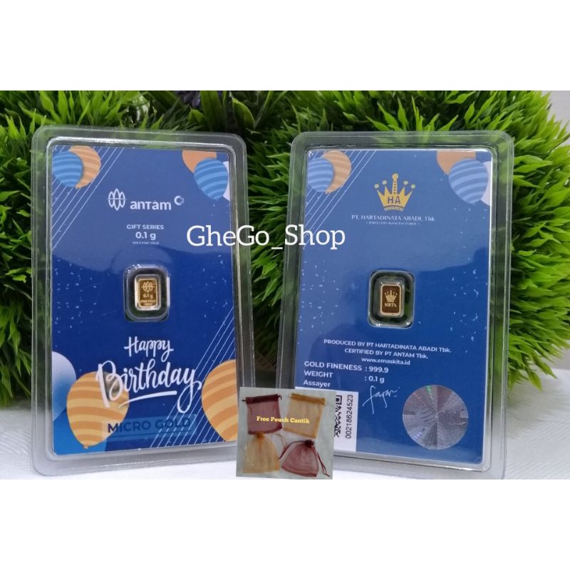 Logam Mulia Emas Antam Hartadinata 0,1 0,25 gr 0.1 0.25 gram Microgold Micro Gold HRTA Gift Series H