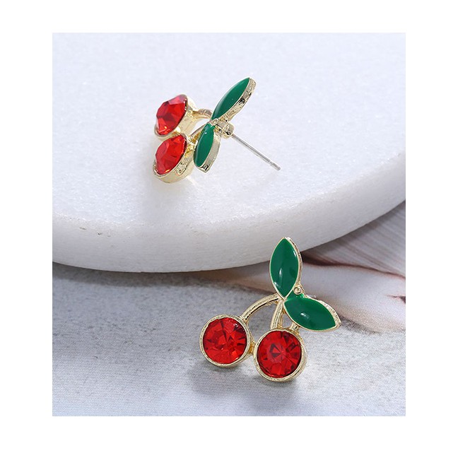 LRC Anting Tusuk Fashion Red Cherry Drop Earrings A60972