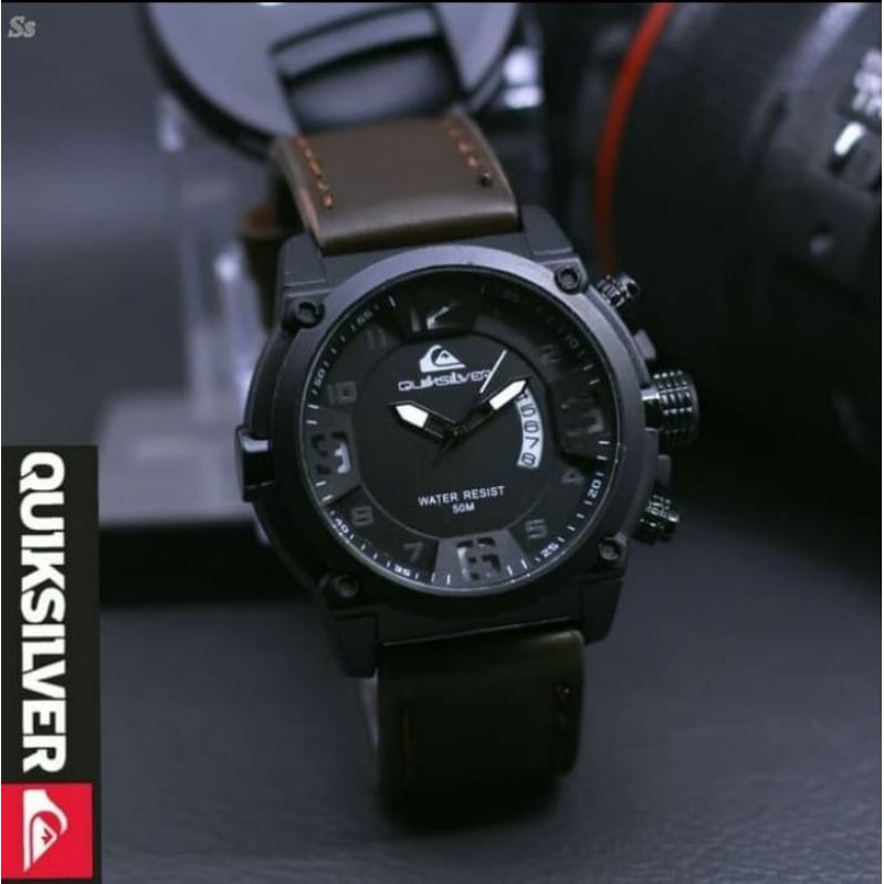 JAM TANGAN QUIXSILVER PRIA TANGGAL AKTIF TALI KULIT