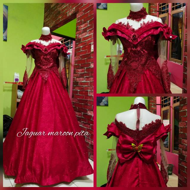 baju singer/baju wedding/baju pesta/baju penyanyi/jaguar pita maroon pita