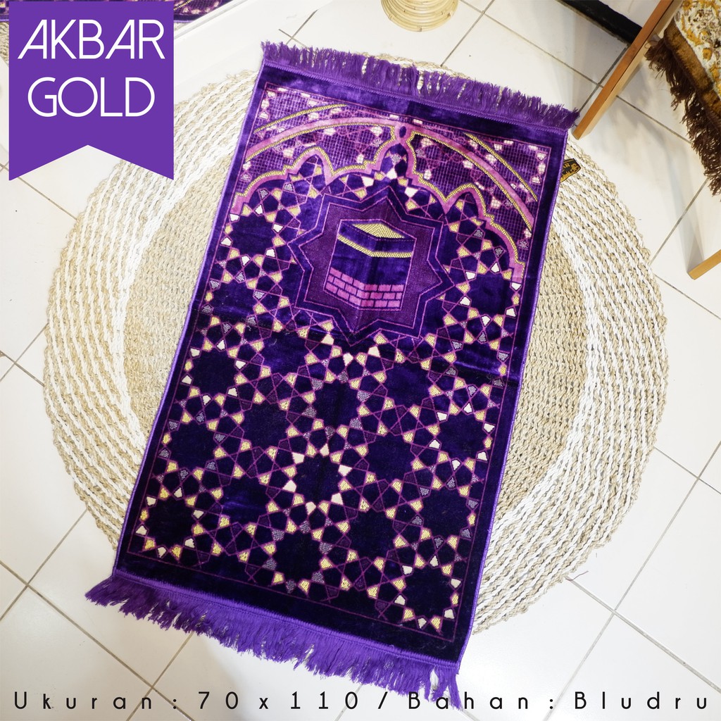 Sajadah Turki Premium super spiegel AKBAR GOLD ,Bulu halus jahitan rapi uk 70 x 110