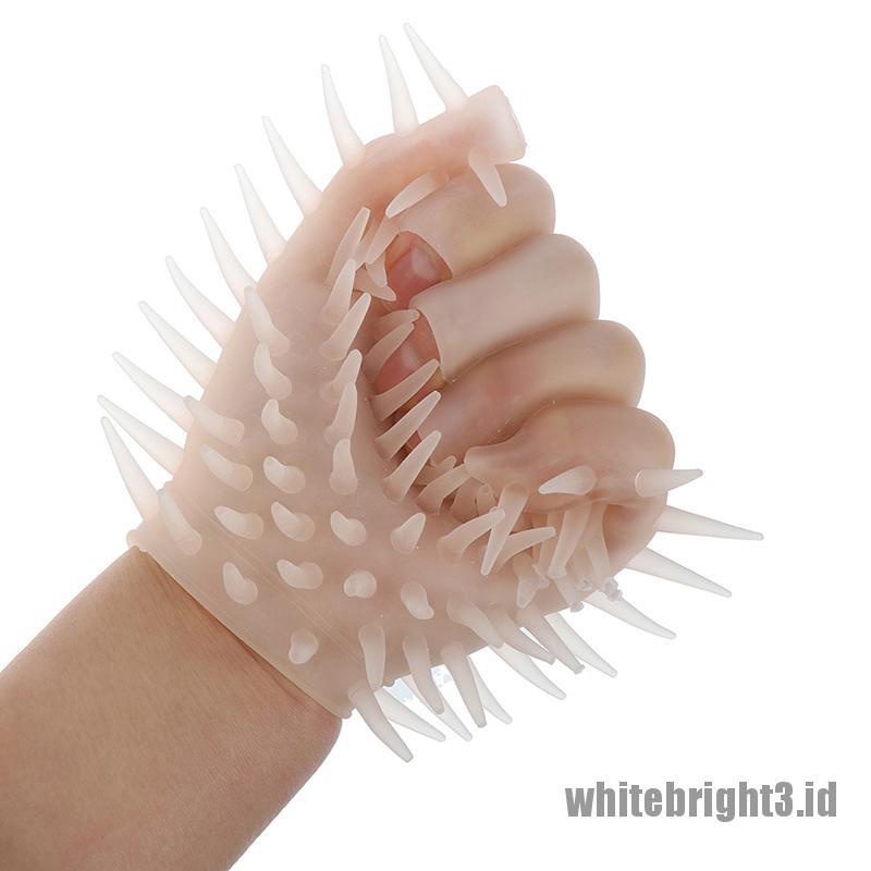 {white3} Spiky Glove Kids Adult Soft Stretchy Tactile Sensory Toy Autism ADHD