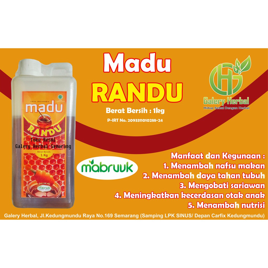 Madu Randu Mabruuk 1kg Madu Bunga Randu Murni Madu Randu Jaminan 100 Asli Indonesia