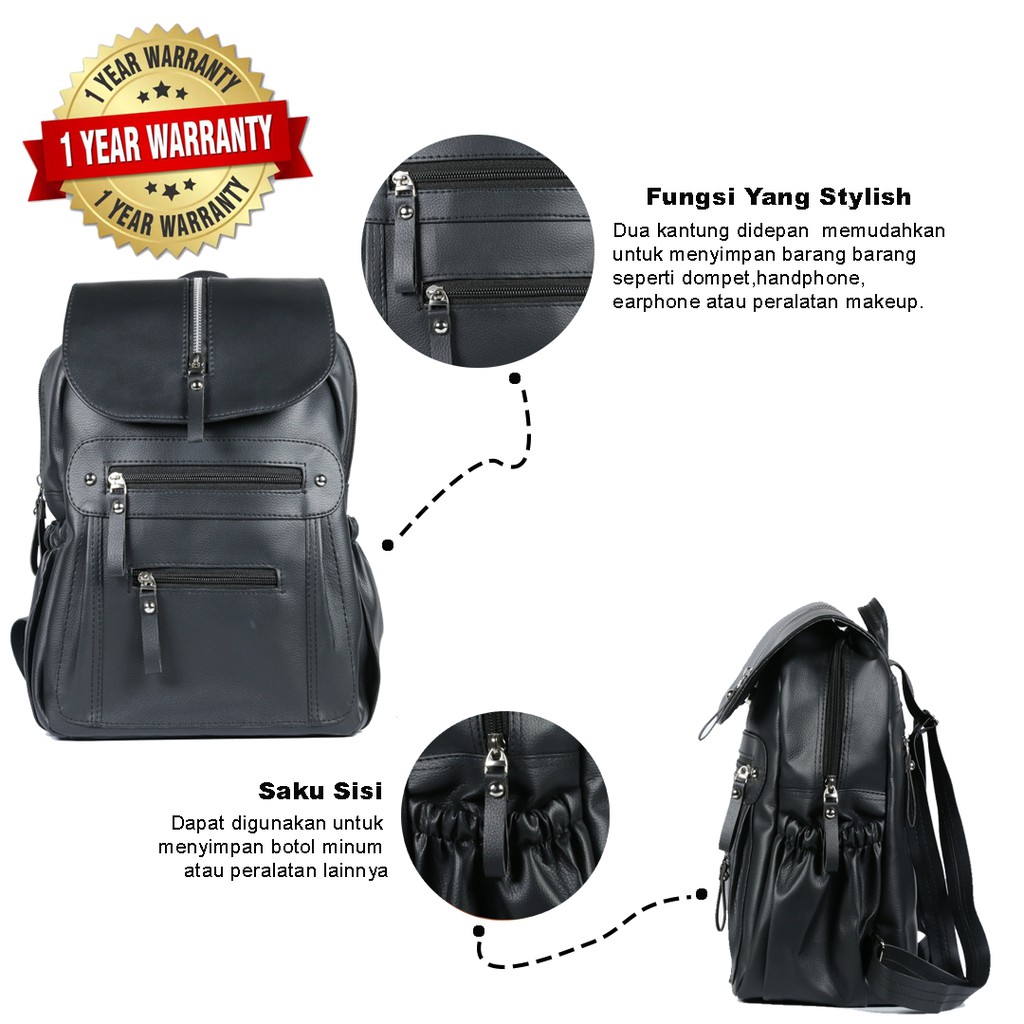 TAS RANSEL WANITA MINI BAG, TAS SEKOLAH, TAS OUTDOR, TAS UNTUK JALAN JALAN - WARNA HITAM