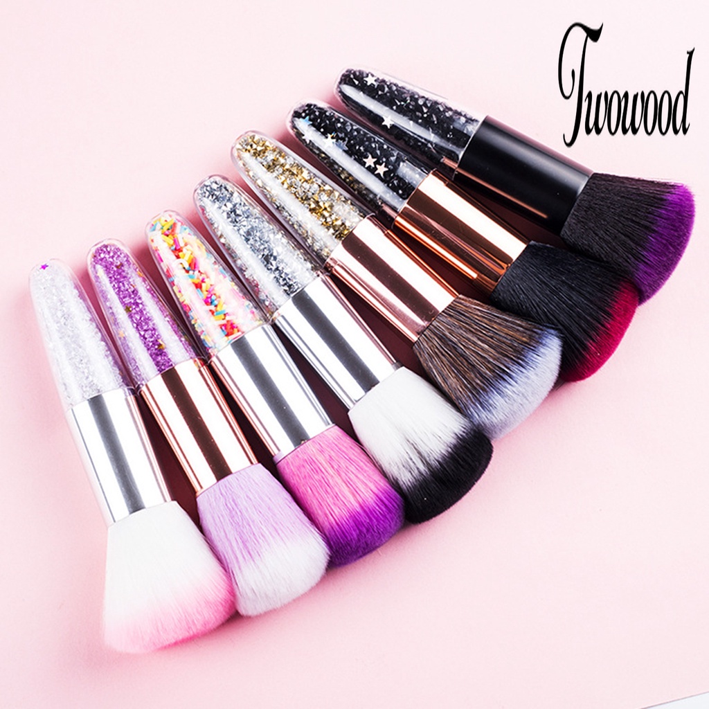 Brush Makeup Warna-Warni Dengan Gagang Kristal Imitasi Untuk Wanita