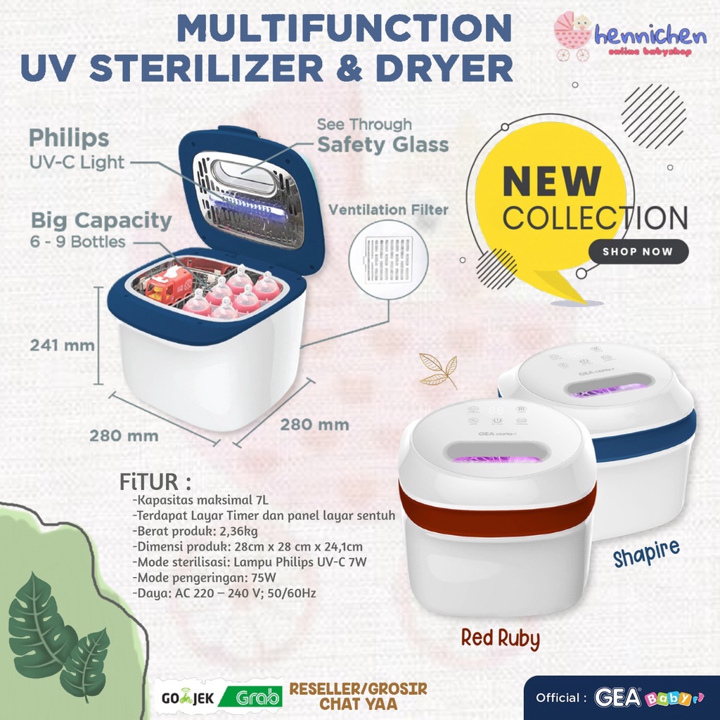 GOJEK / GRAB GEA BABY MULTIFUNCTION  UV STERILIZER &amp; DRYER GS-100 / UV-C CR-9888