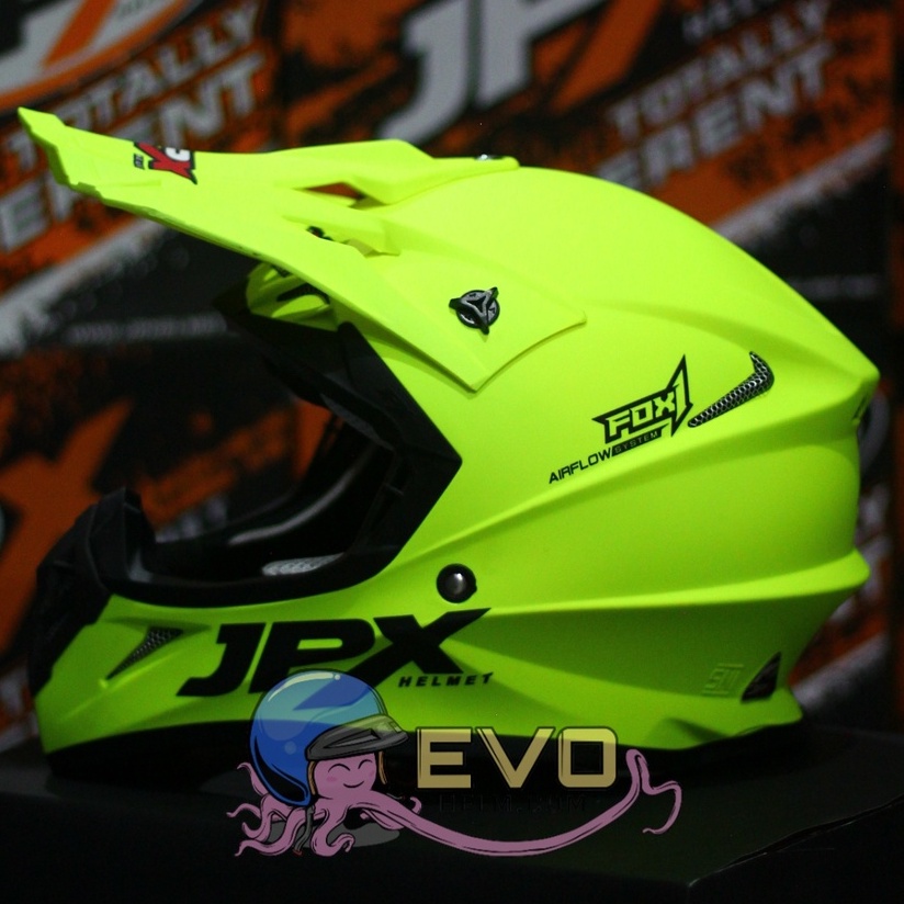 HELM JPX CROSS_SOLID - FLUO YELLOW DOFF / BLACK + GOOGLE SNAIL (ONGKIR 2 KG) HELM JPX TERBARU