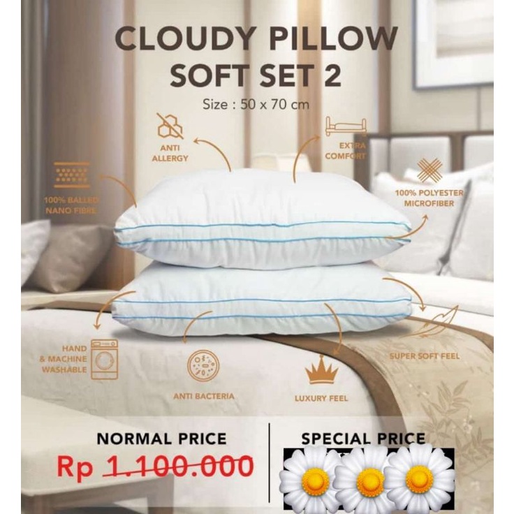 King Rabbit Cloudy Pillow 1 Set isi 2 ya