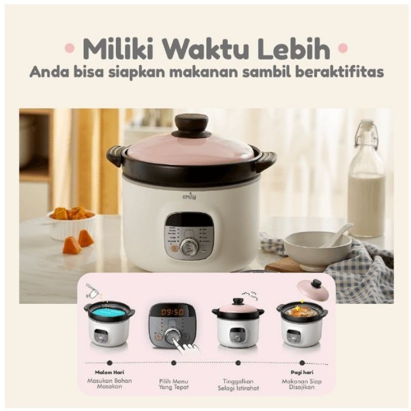 Emily Slow Cooker 2.8L ESC-33002 - Emili Slow Coker 2,8Liter - 2.8 Liter Baby &amp; Family Food Maker Mpasi Bayi