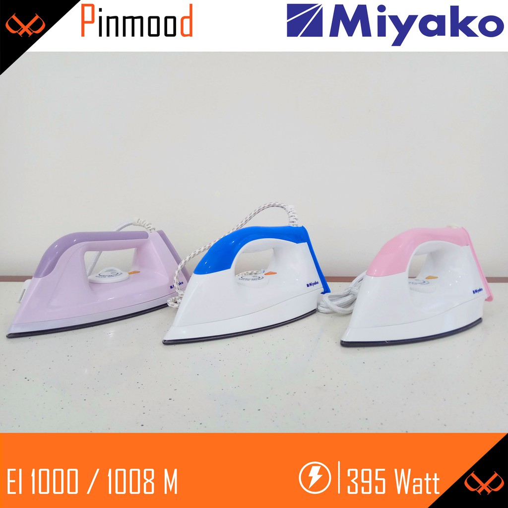 MIYAKO SETRIKA LISTRIK EI-1000 M &amp; EI-1008 M // DRY IRON GOSOKAN BAJU ANTI LENGKET EI1000M EI1008 MURAH BL PK PL