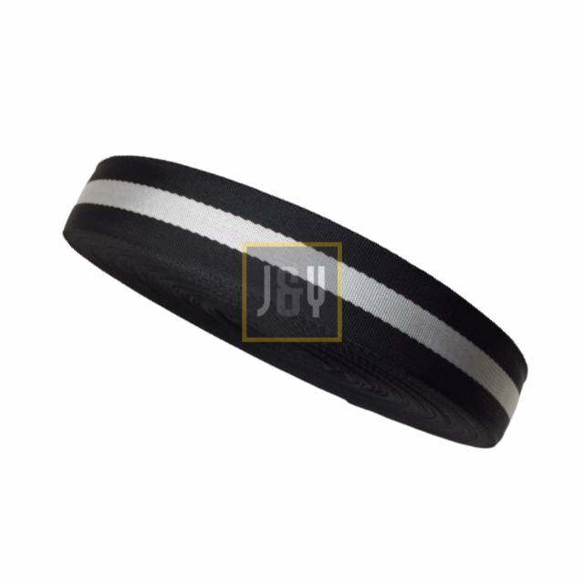 TALI WEBBING TAS 3.8 CM HITAM STRIP PUTIH