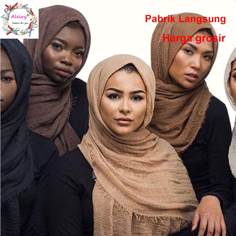 Pabrik LangsungPasmina Crinkle  Hijab  Fringe Cotton Wraps 