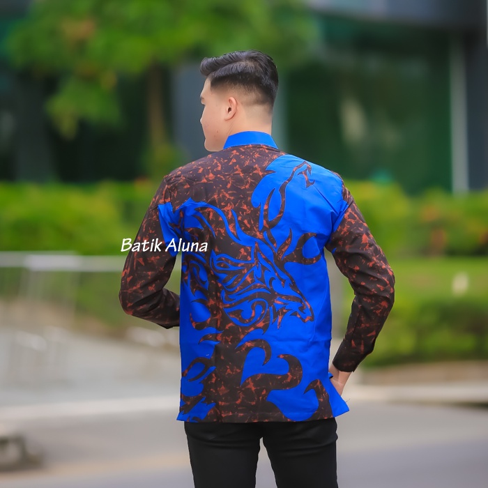 Batik Shanghai Pria Premium Baju Batik Lengan Panjang Modern Pabrik Batik Aluna MBA 004