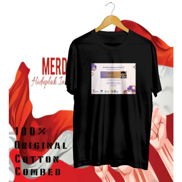Kaos Vaksin / Koas Custom Vaksin Pake Nama & Foto / Kaos Tanda Sudah Vaksin
