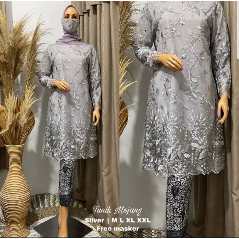 Set Tunik Tille Mutiara Modern 2022//Setelan Kebaya dan Rok Plisket//Seragam Pesta//kebaya termurah//baju kebaya termurah/tunik pesta/seragam pesta termurah/Baju kurung/pakaian wanita termurah/kebaya kekiniano