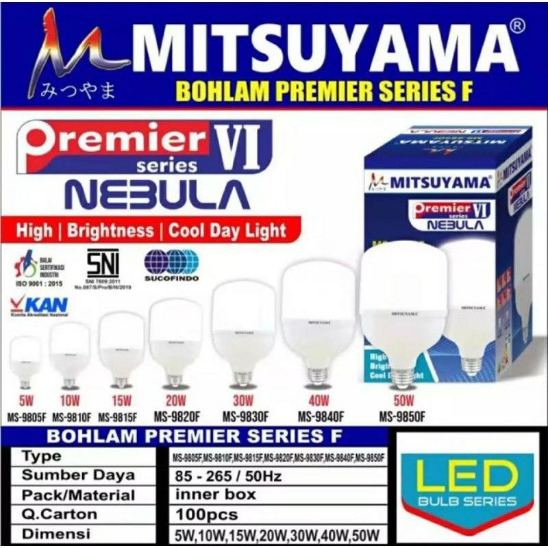 Lampu Bohlam LED 15W MS-9815F Premier Series NEBULA MITSUYAMA