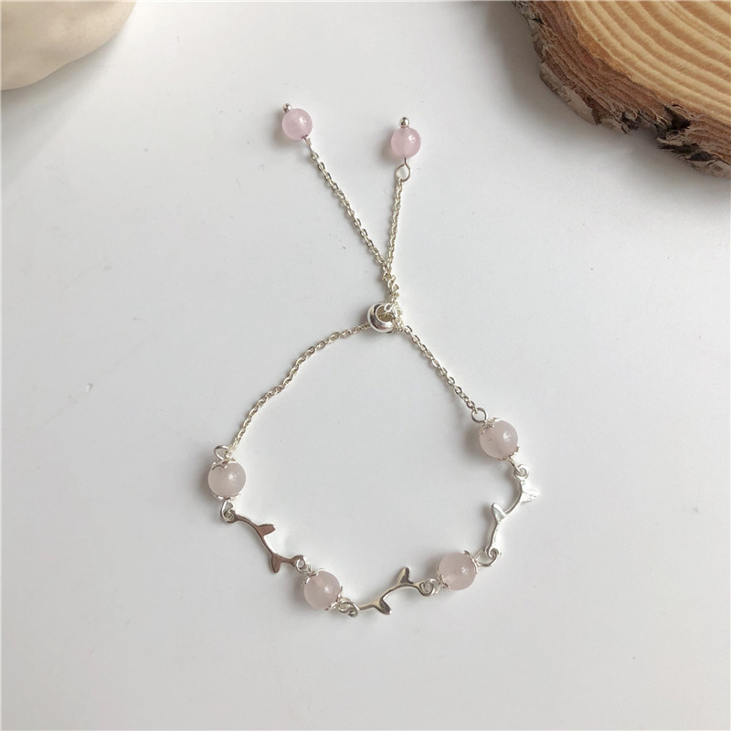 Gelang Kristal Moonstone Bentuk Cabang Bunga Gaya Korea Untuk Wanita