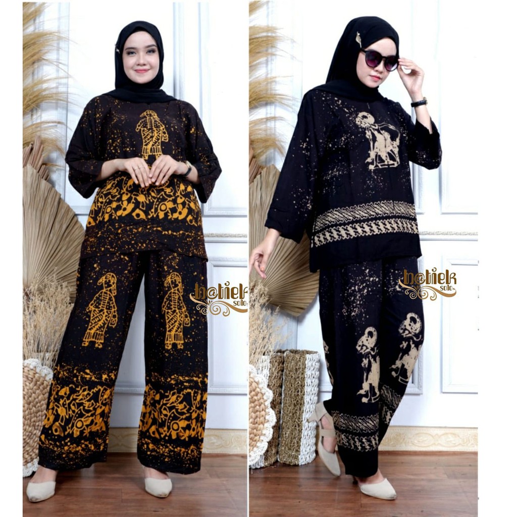Baju Batik Setelan Wanita Kekinian One Set Wanita Set Rayon Jumbo Terbaru||Set CP Malaman Purbo