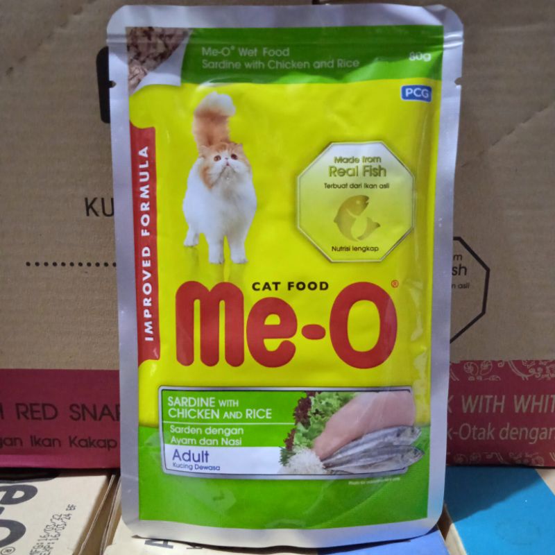 meo sachet sardine with chicken and rice 80gr