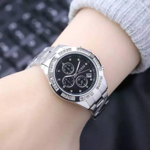 Jam Tangan Wanita Guess Silver Hitam Model Terbaru - Jam Tangan Wanita Guess - Jam Tangan Wanita