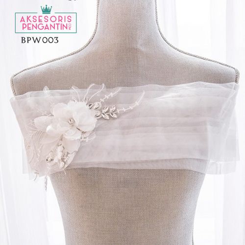 [BISA COD] AKSESORIS WEDDING BOLERO WANITA CARDIGAN PESTA LACE PUTIH BPW003