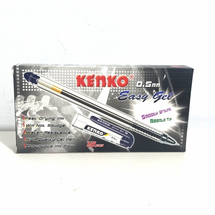 

TULIS-ALAT- KENKO PULPEN EASY GEL 0.5 (PAK ISI 12) - PEN TINTA 0,5 - LANCIP TAJAM - BLACK -ALAT-