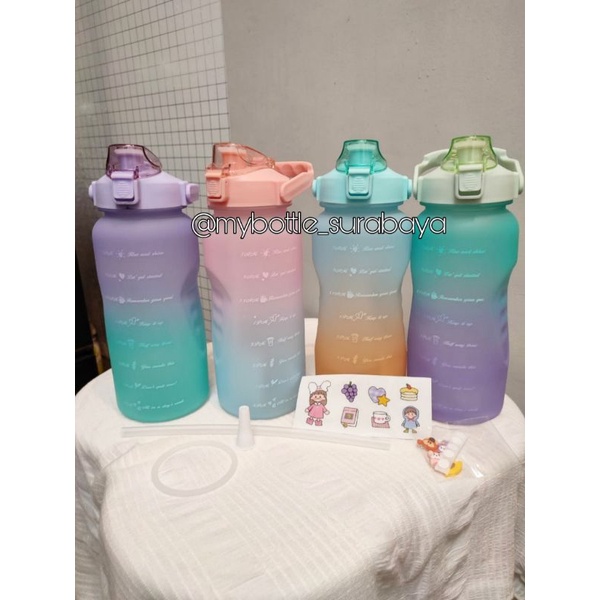 Botol viral 2 liter,botol viral 2000ml korea,tumbler viral 2 liter,botol gradasi 2 liter
