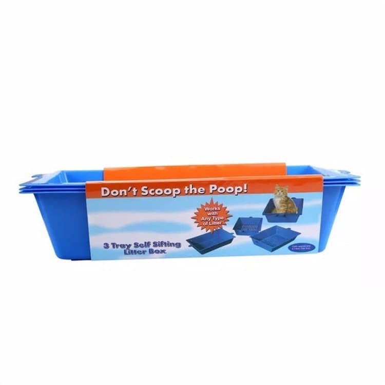 BOX bak PASIR KUCING 3 IN 1 SELF SIFTING TRAY CAT DOG LITTER BOX pup pee toilet kotak pasir