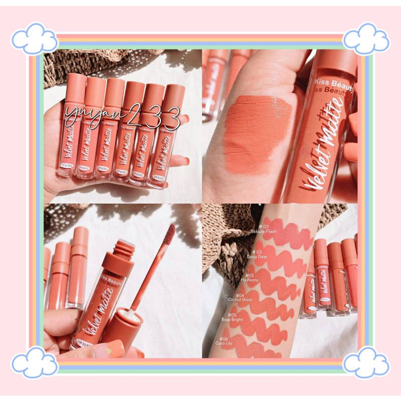 PROMO PER6PCS!!!LIP GLOSS KISS BEAUTY VELVET MATTE  7928/7867