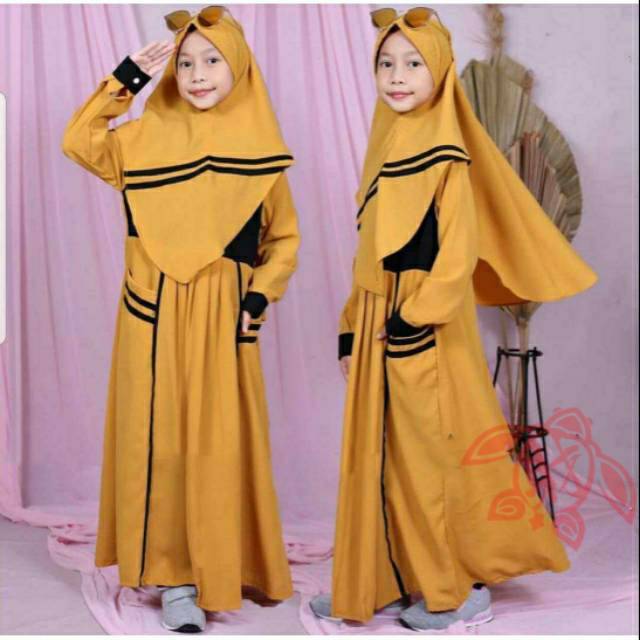 Baju Gamis Muslim Anak Katun Kaos  Adem Usia Umur 1 2 3 4 5 