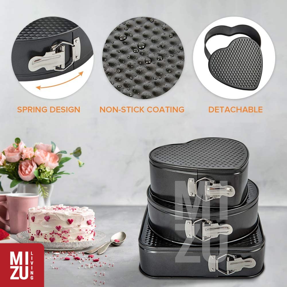 AISHITERU 3in1 SET Loyang Kue Love Heart Bongkar Pasang Non-Stick Spring Form Baking Pan