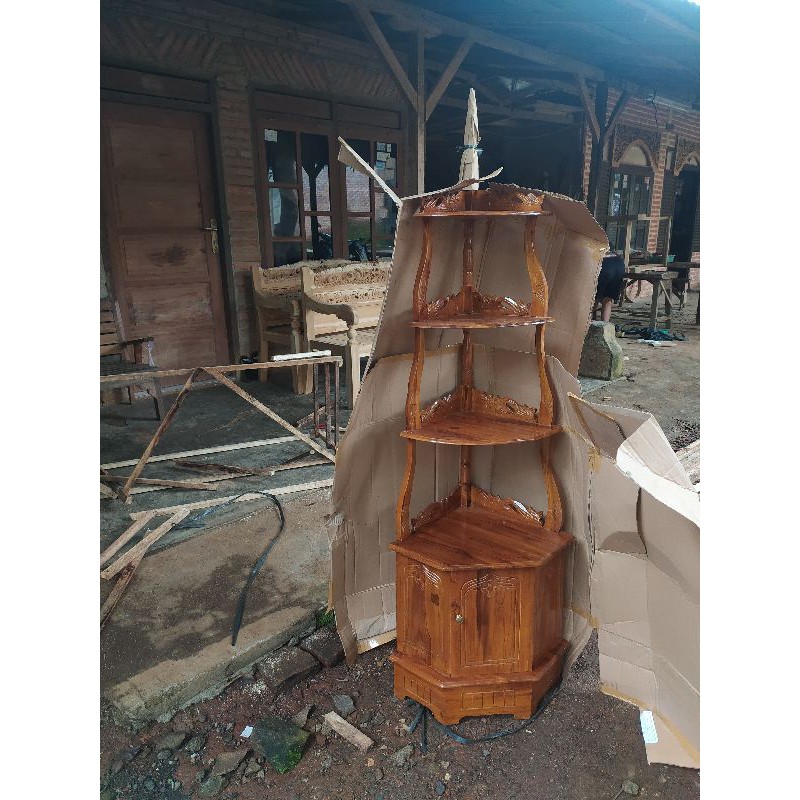 Rak sudut/Rak dapur/Almari sudut kayu jati