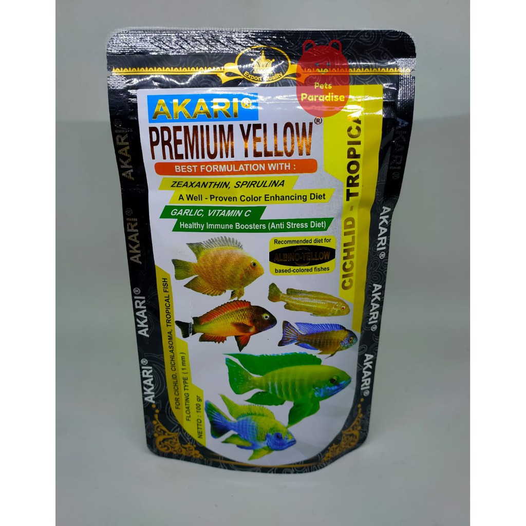 Akari Premium Yellow Ciklid 100 Gram Pakan Ikan Hias