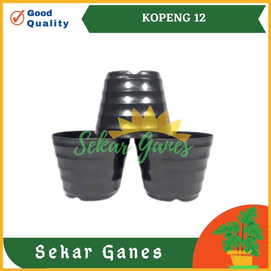 POT BUNGA PLASTIK 12CM / KOPENG 12 HITAM - POT TANAMAN PLASTIK 12 CM WARNA HITAM HARGA GROSIR HITAM